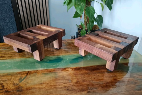 Solid walnut speaker stands - walnut,